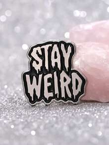 1pc "Stay Weird" Lapel Pin, For Backpacks, Jeans, Etc., Enamel Material, Fashion Accessory, Halloween Cartoon Badge Gift - Black and White - View 6