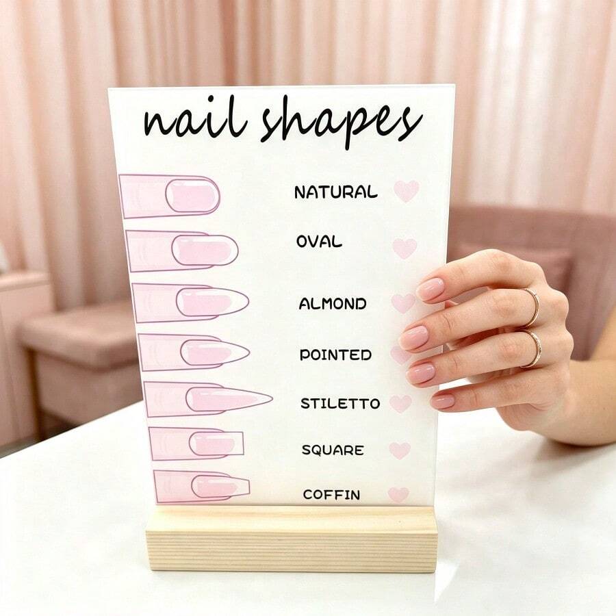 1pc Rectangular Acrylic Nail Shape Display Board, Artificial Nail Sample Color Card Holder With Base, Nail Art Work Color Card, DIY Salon Photography Prop Background, Nail Shape Display Rack - Multicolor - View 1