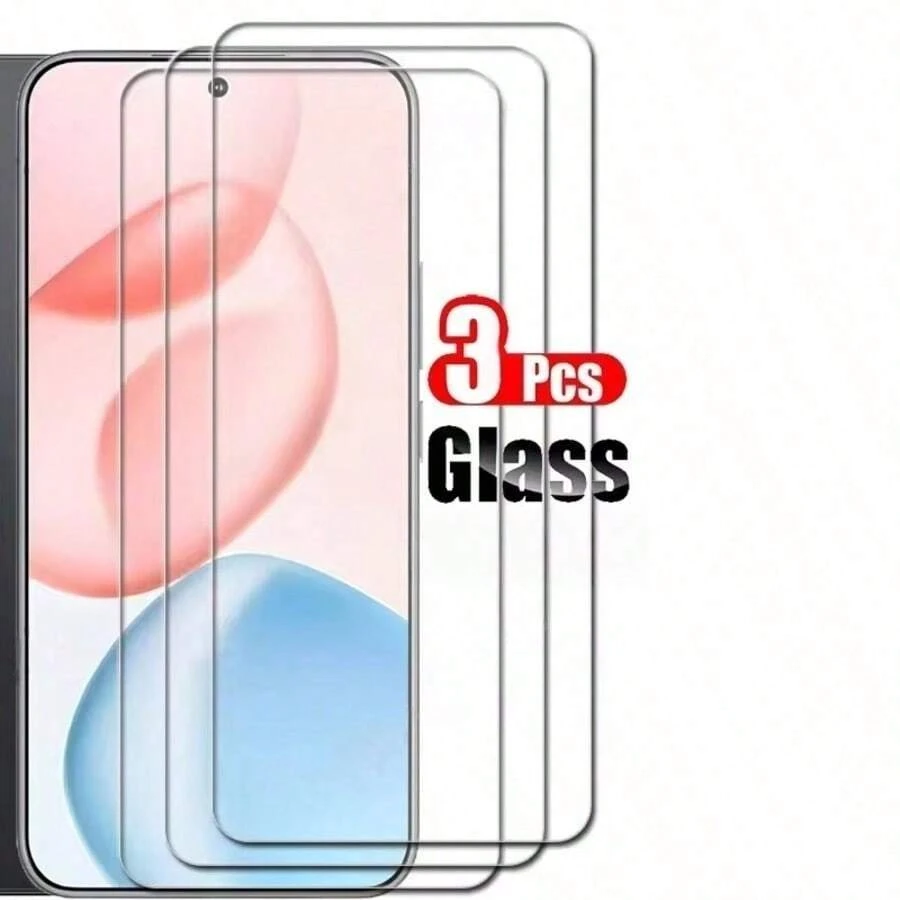 3pcs/Pack For Honor 600/600 Pro/600 Lite/400/400 Smart/400 Lite/200 Smart/200 Lite/X9d/X8d/X8c/X7d/X6c High Definition Tempered Glass Curved 9H Screen Protector Anti-Scratch Anti-Drop Black Frame - Clear - View 1