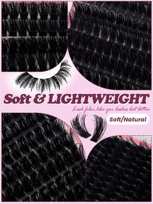 252 عنقود رموش اصطناعية DD Curl كثيفة بتأثير عين القطة 100D سميكة وهشة، رموش فردية كبيرة السعة، رموش مختلطة الطول كثيفة وهشة، رموش واقعية مقسمة ذاتية التطبيق، رموش ناعمة متعددة الطبقات كثيفة أساسية للسفر والمواعدة، هدية للنساء - DD - مشاهدة 9