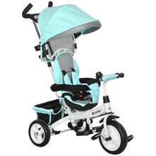 HOMCOM Triciclo Evolutivo para Bebés 6 en 1 Triciclo para Niños de 1-5 Años Bicicleta para Niños con Toldo Plegable Mango Telescópico Desmontable Cinturón de Protección y Cesto 95x50x106 cm - Verde - Ver 10