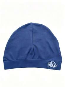 1pc Solid Color Letter Street Nylon Embroidered Skull Beanie, Knit Hat For All Seasons, Spring/Autumn, Soft High Elastic Outdoor Running Cold Weather Cap - S - View 14