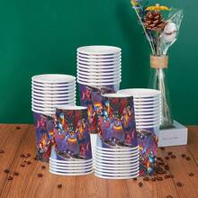 Hero Themed Disposable Party Tableware, Paper Plates Cups Napkins Kit, Indoor Table Arrangement Decor For Xmas New Year Thanksgiving Halloween Festive Gathering - Multicolor - View 6