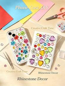 1/3/5/10 Pcs Self‑Adhesive Rhinestone Gem Stickers, Multishape Glossy Colorful Acrylic Crystal Decals, Heart Flower Round Diamond Ornament, DIY Decor Accessory For Journal, Phone Case, Scrapbooking, Card‑Making Handcraft Supplies - One Size - View 9