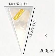30/50/100/200pcs Transparent Plastic Cone-Shaped Candy Popcorn Bags With Gold Twist Tie, Triangle Candy Bags, Ice Cream Bags, Popcorn Bags, Various Small Snack Bags (With Twist Tie), Reusable Transparent Triangle Candy Bags Suitable For Party, Wedding, Birthday, Holiday Gift Packaging - View 12