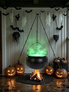Halloween Outdoor Decor - Large Witch Cauldron With Tripod And String Lights, Suitable For Halloween Party, Indoor/Outdoor, Yard, Lawn Decoration - Multicolor - View 10