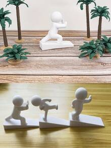 Creative Human-Shaped Doorstop, Movable Human-Shaped Door Wedge, Home Decor Door Stopper. Offers Various Poses And Style Options, Suitable For Keeping Doors Open At Home Or In The Office, Also Serves As A Desktop Decorative Ornament. - White - View 4