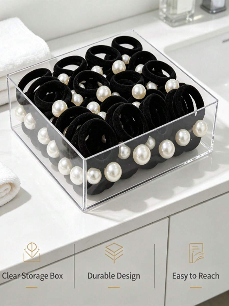 20PCS/10PCS/5PCS/3PCS/1PC Premium Faux Pearl Hair Ties, Durable High Elasticity Ponytail Hair Bands, Women's Hair Accessories - Multicolor - View 1