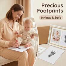 A4 Newborn Handprint & Footprint Inkless Pad, Christmas Thanksgiving Easter New Year Gift, 4pcs Baby Handprint & Footprint Inkless Impression Set - Black - View 4