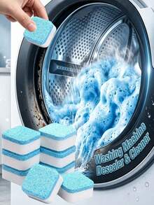 12PCS Washing Machine Cleaning Tablets, Deep Cleaning Formula, Suitable For Top-Load And Front-Load Washing Machines, Removes Odors, Hard Water Stains, Limescale, Soap Scum And Lint, Lemon Fresh Scent, Monthly Maintenance, Home Essential. - Shape - View 1
