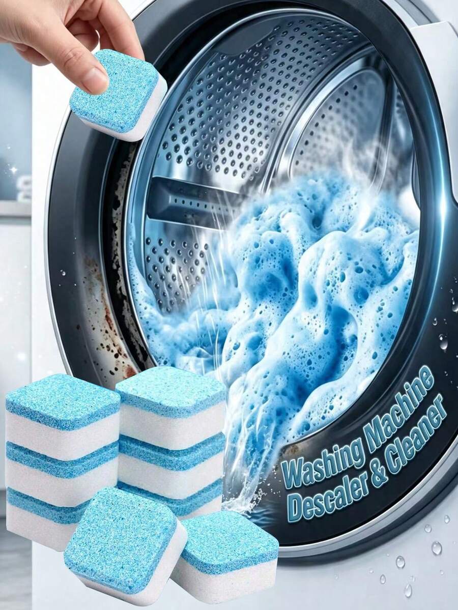 12PCS Washing Machine Cleaning Tablets, Deep Cleaning Formula, Suitable For Top-Load And Front-Load Washing Machines, Removes Odors, Hard Water Stains, Limescale, Soap Scum And Lint, Lemon Fresh Scent, Monthly Maintenance, Home Essential. - Shape - View 1