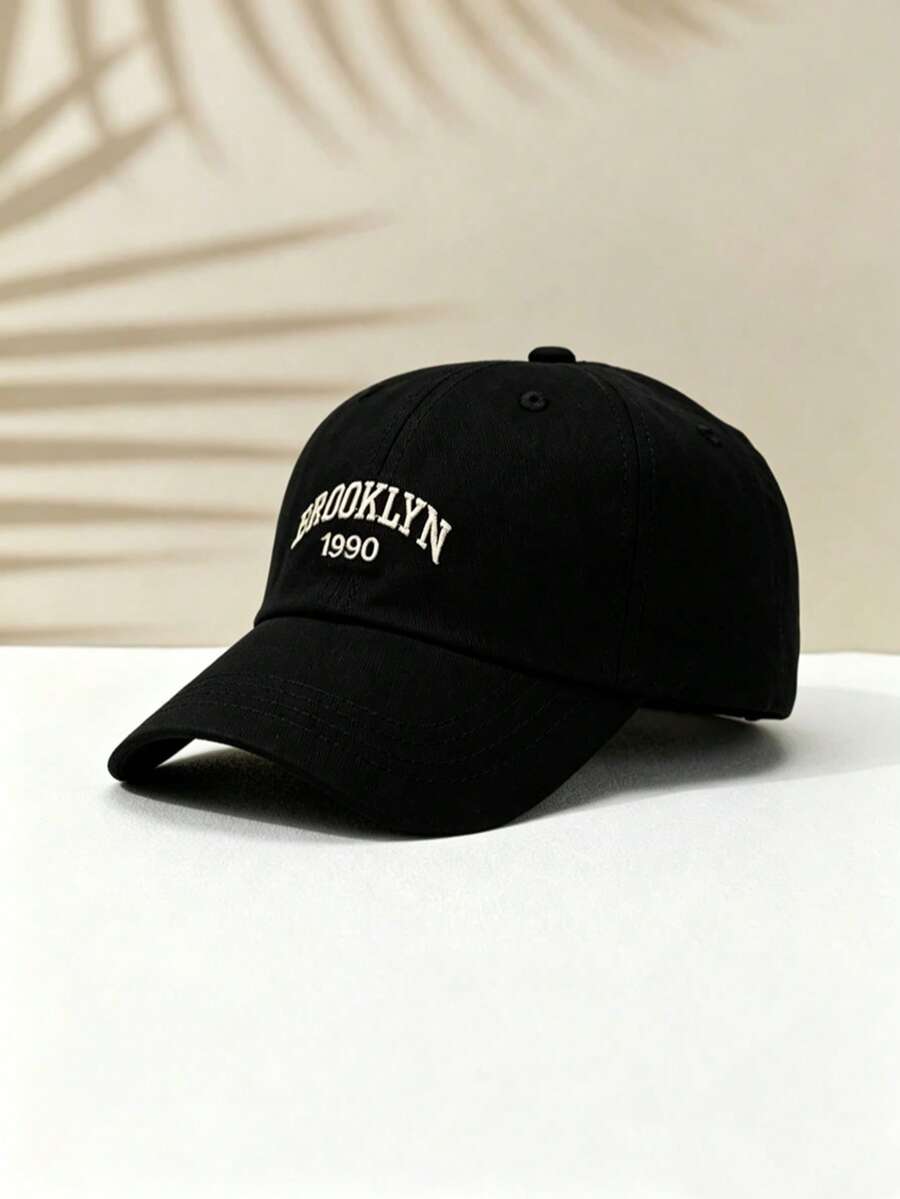 1pc Women's Brooklyn Embroidered Baseball Cap, Unisex Casual Hat, Sun Protection For Outdoor Use, Suitable For Spring And Autumn Travel And Vacations - Black - View 1
