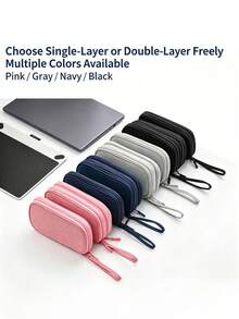 New Creative Portable Power Cable Organizer Bag, USB Flash Drive And Earphone Storage Pouch, Portable Design, Multi-Layer Data Cable Organizer Bag, Suitable For Travel, Business Trip, Office, Study And More - A - View 6
