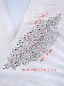1 buah Sisir Rambut Rhinestone Buatan Tangan yang Indah, Bando Pengantin, Aksesori Pernikahan, Pesta Perayaan, Hiasan Rambut Wanita - Perak - View 4