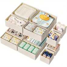1/6pcs Drawer Storage Boxes, Reinforced Design Resistant To Deformation, Available In S/M/L Sizes, Suitable For Organizing Underwear, Socks, Clothing In Wardrobe, Also For Desktop Organization Of Various Small Items, Freely Combinable And Arrangeable, Partitioned Storage For Neat And Orderly Organization, Home Clothing And Miscellaneous Item Storage, Creating A Clean And Organized Storage Space - Beige - View 6