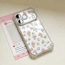 1 buah Casing Ponsel Anti Jatuh Motif Bunga Persegi Ins, Kompatibel dengan 17 16 15 14 13 12 11 Pro Max, Pelindung Ponsel Transparan Tahan Air, Tahan Guncangan, dan Tahan Gores - MultiWarna - View 6