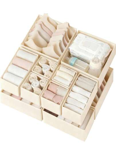 12pcs Baby Clothes Storage Boxes, Vanity Drawer Organizer, Suitable For Baby Clothes, Nursery Vanity Divider Boxes, Can Store Underwear, Socks, Ties, Scarves