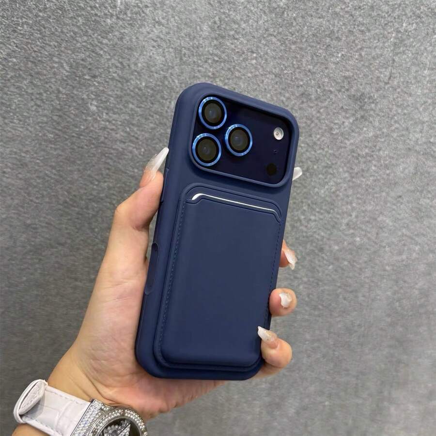 奢華矽膠磁吸無線充電卡夾手機殼,適用 18 17 Pro Max 17 Pro 17 16 15 14 13 12 11 Pro Max 16 15 14 Plus 磁吸背蓋 - 寶藍色 - 查看 1