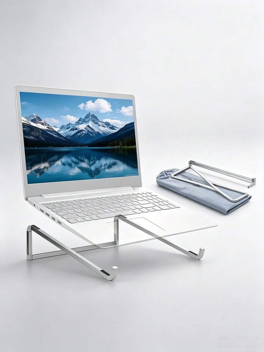 Aluminum Alloy Folding Laptop Stand, Desktop Height Adjustable Foldable Storage Heat Dissipation Tablet Stand, Hollow Heat Dissipation Design, Portable And Foldable, Comes With Storage Bag, Stable Angle And Anti-Slip. Suitable For Home Desk, Office, Outdoor Commute, Compatible With Various Laptops, Ideal For Students And Office Workers, Raise Screen To Protect Cervical Spine. - Multicolor - View 1
