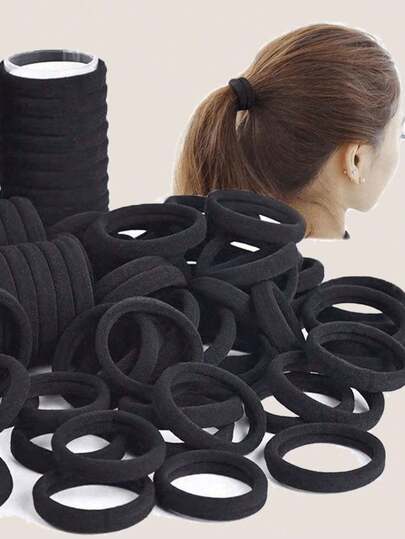 High-Elasticity Black Hair Tie; Simple And Seamless Design; A Must-Have Versatile Hair Accessory; High-End Women's Black High Ponytail Hair Tie; Towel Hair Tie, Gentle On Hair, Suitable For Various Styles, Fitness Activities, And Christmas Gifts.