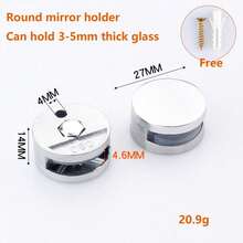 2-4PcsMirror Glass Clips Mirror Wall Holder Clips Mirror Glass Hanging Bracket Glass Mounting Round Clips In Bathroom Mirror Fix Kit Set - A - View 2