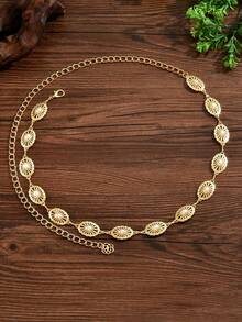 1pc Fashionable Multi-Purpose High-End Artificial Faux Pearl Waist Chain, Vintage Hollow Design Waist Belt, Suitable For Various Occasions, Beach Vacation, Party, Daily Wear, Perfect Holiday Gift - Multicolor - View 4
