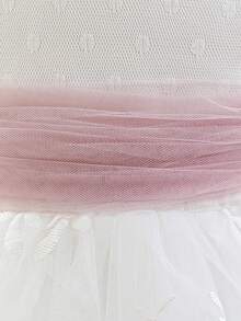 Baby Girls Lace Long Sleeve Embroidered Back V-Neck Puff Tulle Elegant Gorgeous Princess Dress Flower Girl Gown Suitable For 1st Birthday Party Baptism Holiday Ball - White - View 10