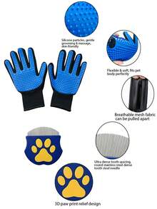 Dog & Cat Grooming Kit, Includes Multi-Functional Stainless Steel Dog Comb & Pet Hair Remover Massage Glove,Supplies For Dogs And Cats, Effectively Removes Loose Hair And Fleas - Multicolor - View 4