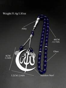 Muslim Crescent Moon Car Pendant For Women Men Stainless Steel Gold Color Arabic Blue Glass 33 Prayer Beads Chain Jewelry - Rosary Bracelet - View 2