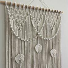 1pc Macrame Curtain, Boho Style Handmade Woven Tassel Valance Window Curtain For Room, Living Room, Entryway, Divider - Excluding Wooden Rod - Beige - View 2