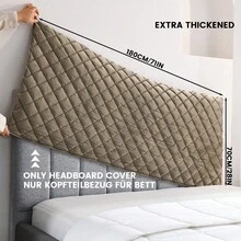1pc Solid Color Bed Headboard Cover, High Elasticity Dust-Proof Protection Bed Headboard Sleeve, Skin-Friendly Soft, Suitable For Single And Double Beds, Thickened Linen Fabric - Khaki - View 19