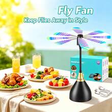 4 Pack Table Fly Repellent Fan, Foldable Reflective Blade Fan With Dual Power Supply For Dining, Picnic And Camping Use, Soundless And Portable Fly Fan Keeps Your Food Clean - A - View 10