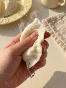 Funny Realistic Dumpling Squeeze Stress Ball, Soft TPR Decompression Squeeze Toy, With Ball Chain, Creative Food Style Bag Charm Gift - White - View 5
