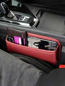 Car Seat Gap Filler Storage Box PU Leather Center Console Side Pocket Organizer Multi-Function Front Seat Gap Storage Box Can Store Phone, Wallet, Keys, Cards And Coins Car Interior Accessories (Black/Brown/Beige/Burgundy) - A - View 7