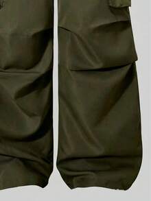 Tween Girl Letter Print Crew Neck Sweatshirt And Pants Set - Army Green - View 4