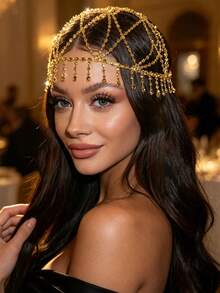 Fashion Luxury Hollow Mesh Water Drop Pendant Necklace, Shiny Jewelry Accessory For Women's Banquet And Party - Gold - View 1