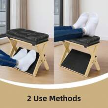 Double Step Foot Rest For Under Desk At Work, Wooden Under Desk Footrest With Non-Slip EVA Stepping Surface, Ergonomic Foot Stools For Under Office Desk, Enhances Posture,Home Office Gaming - Beige - View 3