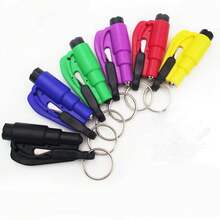 1 pieza Martillo portátil mini de color aleatorio, multifunción, práctico, rompeventanas de coche mini, accesorio de viaje, herramienta portátil, herramienta de emergencia, diseño compacto, martillo mini, estructura duradera, excelente regalo para el Día de San Valentín - Multicolor - Ver 7