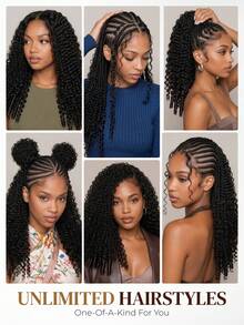 ARABELLA Human Hair Crochet Braids, Curl Feather Crochet Hair Extensions, Bohemian Braiding Hair, Invisible Miracle Knot, Pre-Sectioned, Lightweight & Reusable, Handmade Natural Black, 14-24 Inches - SNatural - View 9