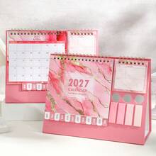 2027 Desktop Calendar With Stickers Fantasy Pink Style 12 Months Monthly Planner, Portable Schedule Organizer For Office, Home, School, Decorative Calendar, Perfect For New Year, Birthday Gift - Single Piece - View 2