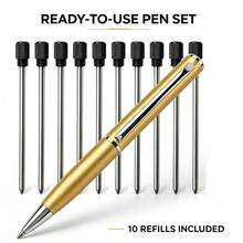 Portable Mini Metal Ballpoint Pen Set, Slim Pocket Twist Pen + 10 Extra Refills, Compact Tiny Writing Pen For Wallet, Pocket - Pen With 10 Refills - View 3