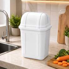 LIXEIRA COZINHA TAMPA RETRATIL 4 LITROS BRANCA CESTO LIXO 4L QUARTO BEBE PIA BANCADA COMPACTA PLASTICA RESISTENTE HIGIENICA - Visão 1