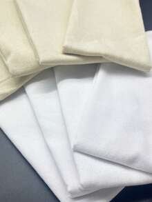 4件裝米白色雙色調 50x50cm 仿亞麻正方形布料，手工刺繡底材，適合手工工作室與居家創作者，可用於製作刺繡枕套、節日裝飾，紋理均勻，縫線平滑 - 仿亞麻刺繡布 - 查看 1