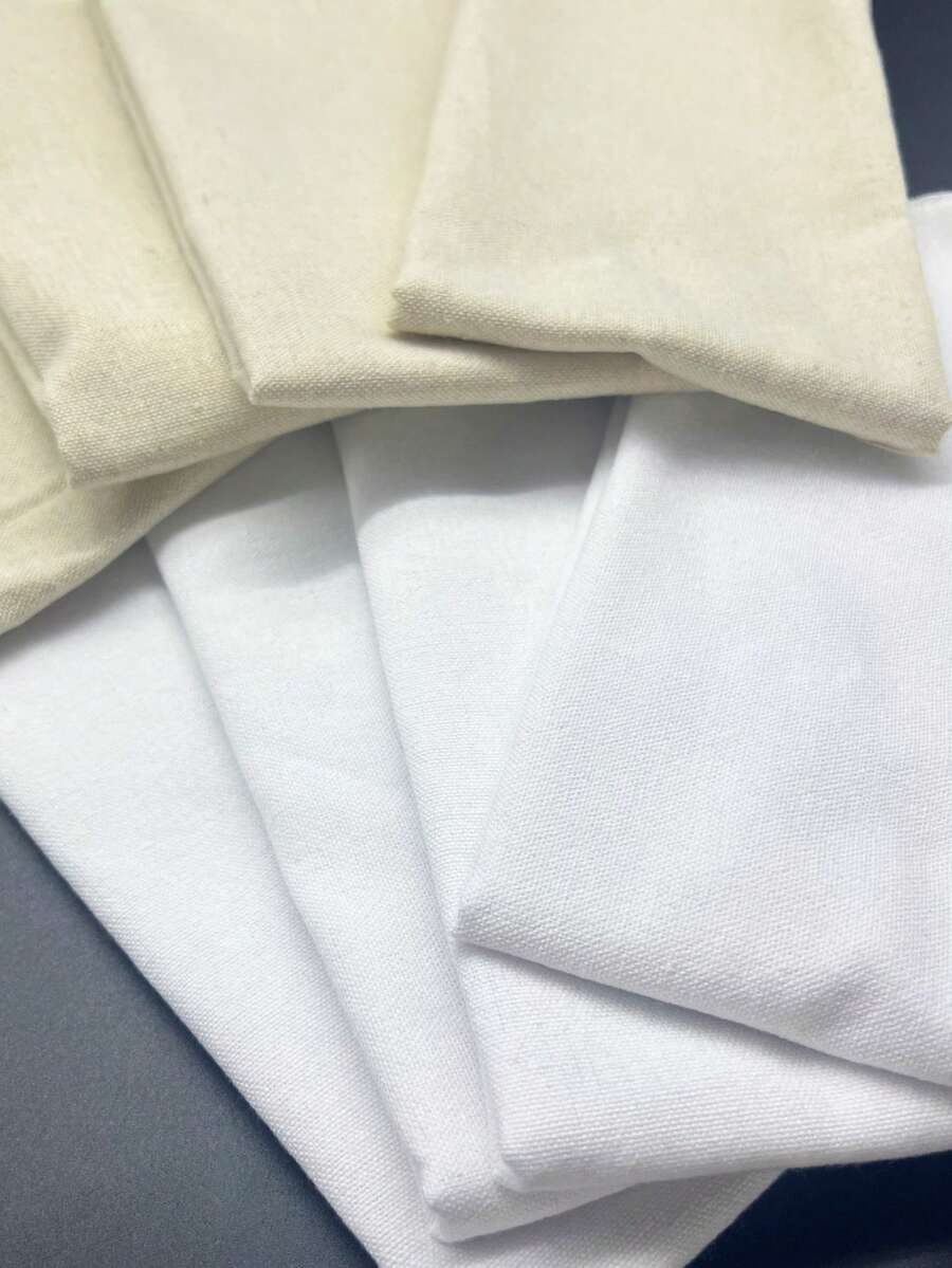 4件裝米白色雙色調 50x50cm 仿亞麻正方形布料,手工刺繡底材,適合手工工作室與居家創作者,可用於製作刺繡枕套、節日裝飾,紋理均勻,縫線平滑 - 仿亞麻刺繡布 - 查看 1
