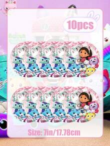 MASSDI 51pcs Gabby Cat Party Disposable Paper Tableware Bundle, Multiple Character Pattern Plates Cups & Napkins, Sturdy Disposable Dining Kit, Convenient Decor Accessories For Birthday Banquet, Indoor Theme Gathering Setup - Multiple Styles - View 12
