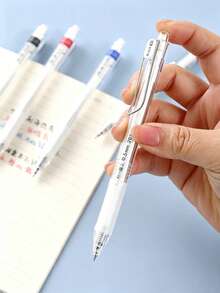10pcs New Click Neutral Pen, Japanese Minimalist Transparent Barrel With Soft Rubber Grip, ST Needle Tip, Black Ink - Ballpoint Pen - View 5