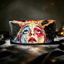 1PC Vintage Street Style Painted Portrait Leather Storage Bag, Multi-Compartment Design, Starry Bottom Print, Portable Smoking Accessories Organizer, Wear-Resistant PU Material, Carry-Along - 1PC - View 5