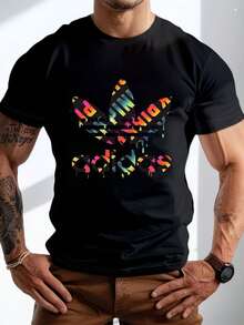Men's Pure Cotton Short Sleeve T-Shirt Casual Daily Breathable Round Neck Basic Tee Comfortable Summer Top - 黑色 - 查看 6