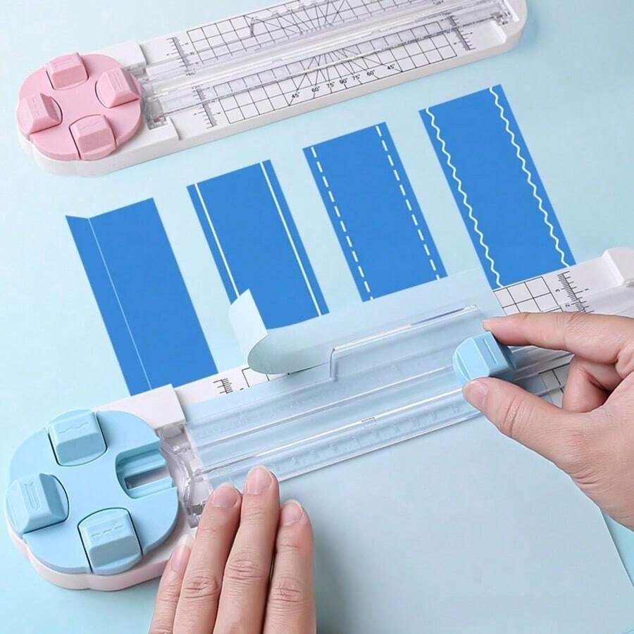 Multifunctional Paper Cutter, Can Emboss, Cut Dashed Lines, Cut Wavy Lines, 360 Degree Rotation, Suitable For Handmade Card Cutting, Art Tools, Scrapbooking, Back To School Supplies, School Supplies - A - View 1