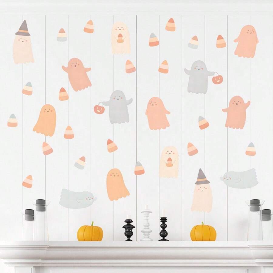 1 set Stiker Dinding Hantu Halloween, Kertas Perekat, Cocok untuk Dekorasi Rumah, Dekorasi Kamar, Dekorasi Dinding, Bahan PVC Tahan Air, Dapat Dilepas - Perekat diri - View 1